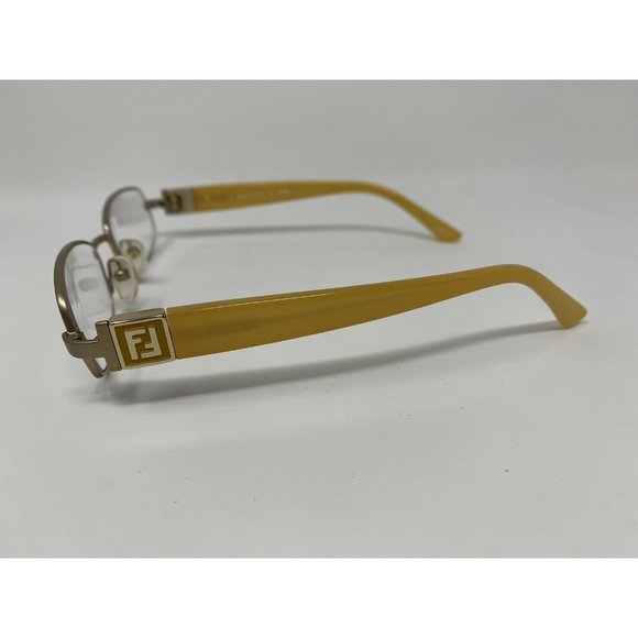 FENDI Eyeglasses F905 Frame 52 [] 19 130 Matte Gold/ Yellow Italy - Picture 3 of 12